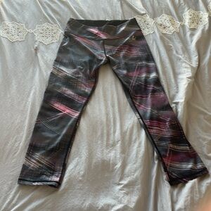 RBX pink and black striped activewear leggings